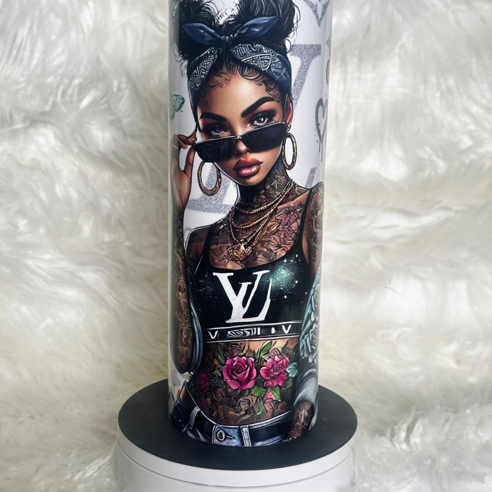 Stylish 20 oz Tumbler‎ with Tattooed Woman Design